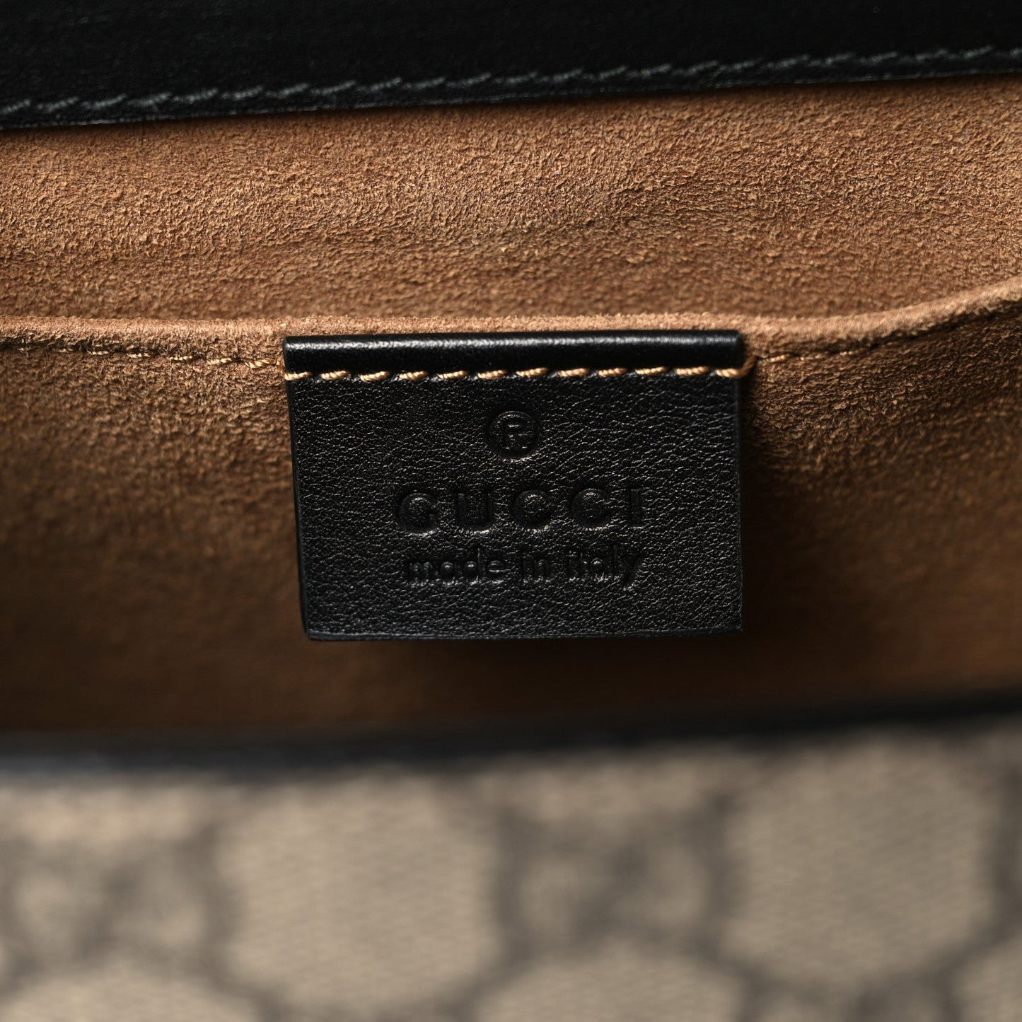 GG Supreme Monogram Calfskin Small Padlock Shoulder Bag Beige Black Cuir