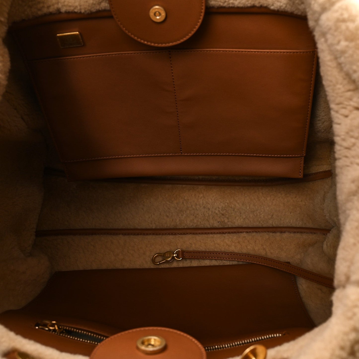 Lambskin Shearling Medium Deauville Tote Brown
