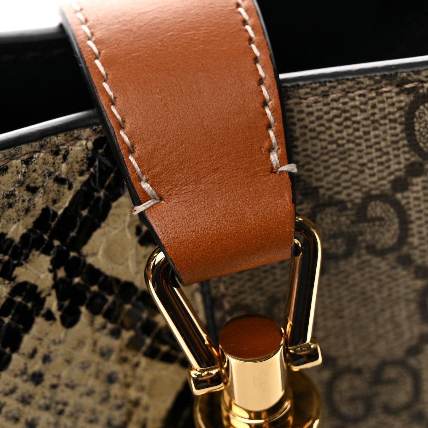 GG Supreme Monogram Snakeskin Small Jackie 1961 Hobo Beige Ebony