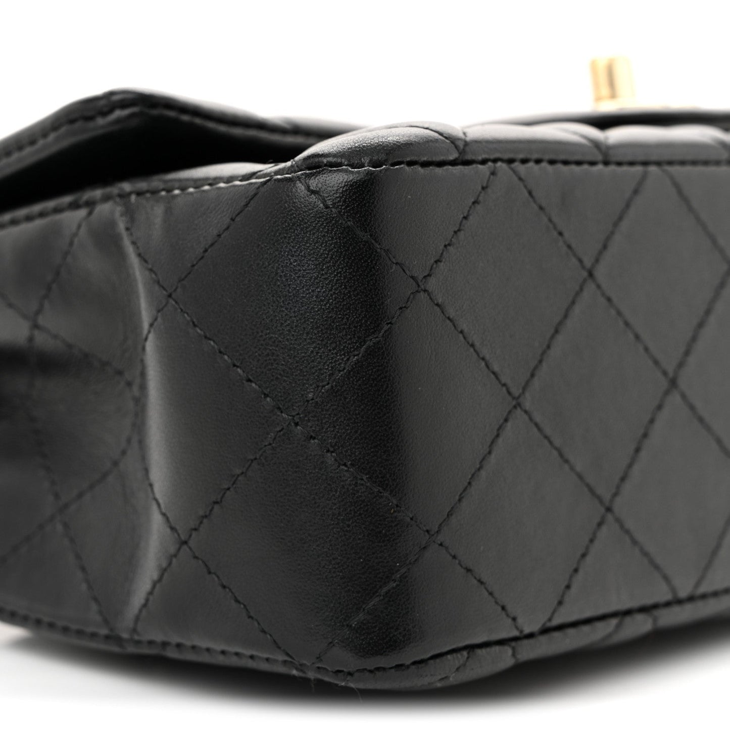 Lambskin Quilted Mini Rectangular Flap Black