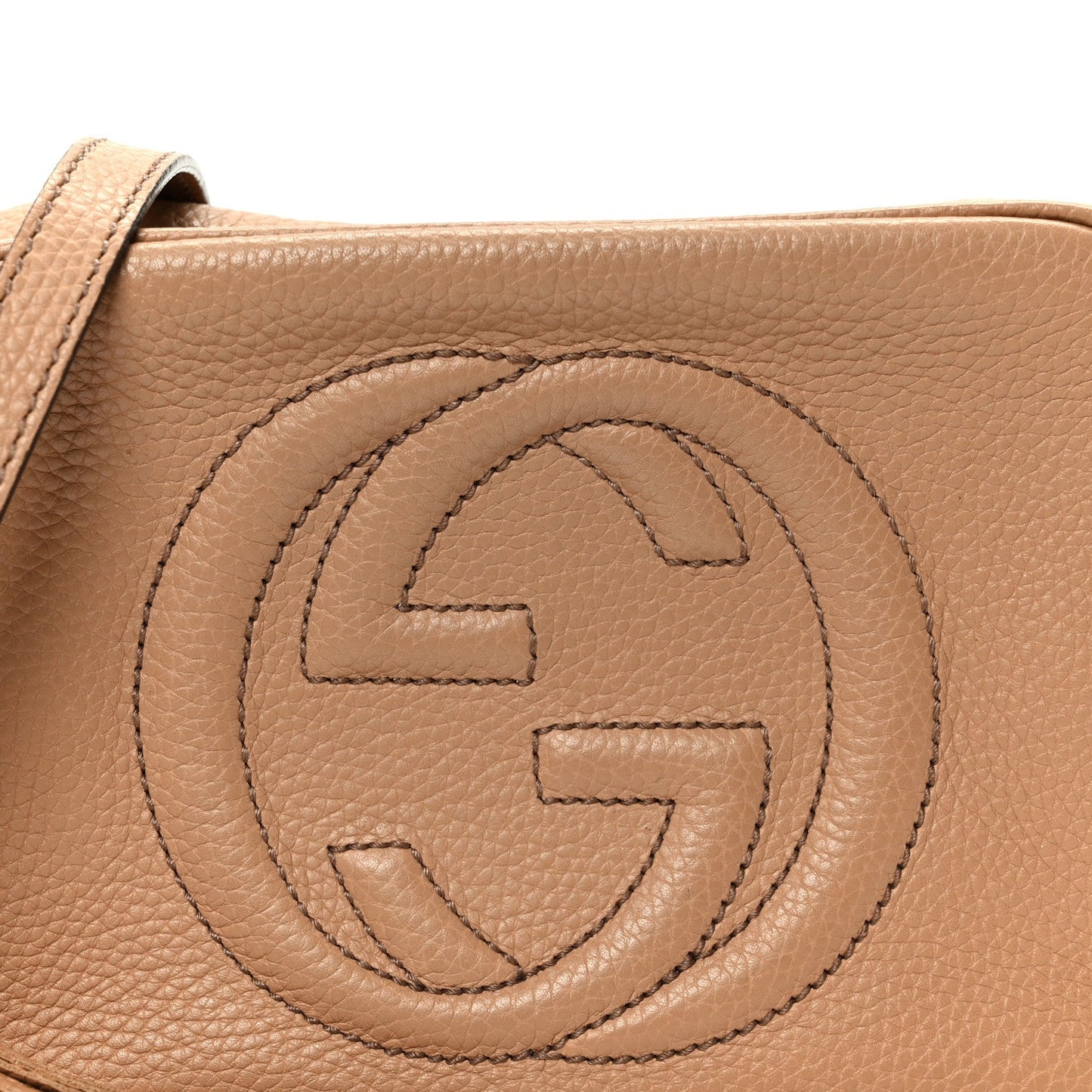 Pebbled Calfskin Small Soho Disco Bag Rose Beige