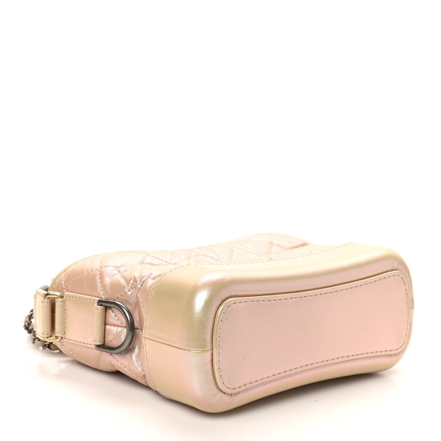 Iridescent Aged Calfskin Quilted Small Gabrielle Hobo Light Pink