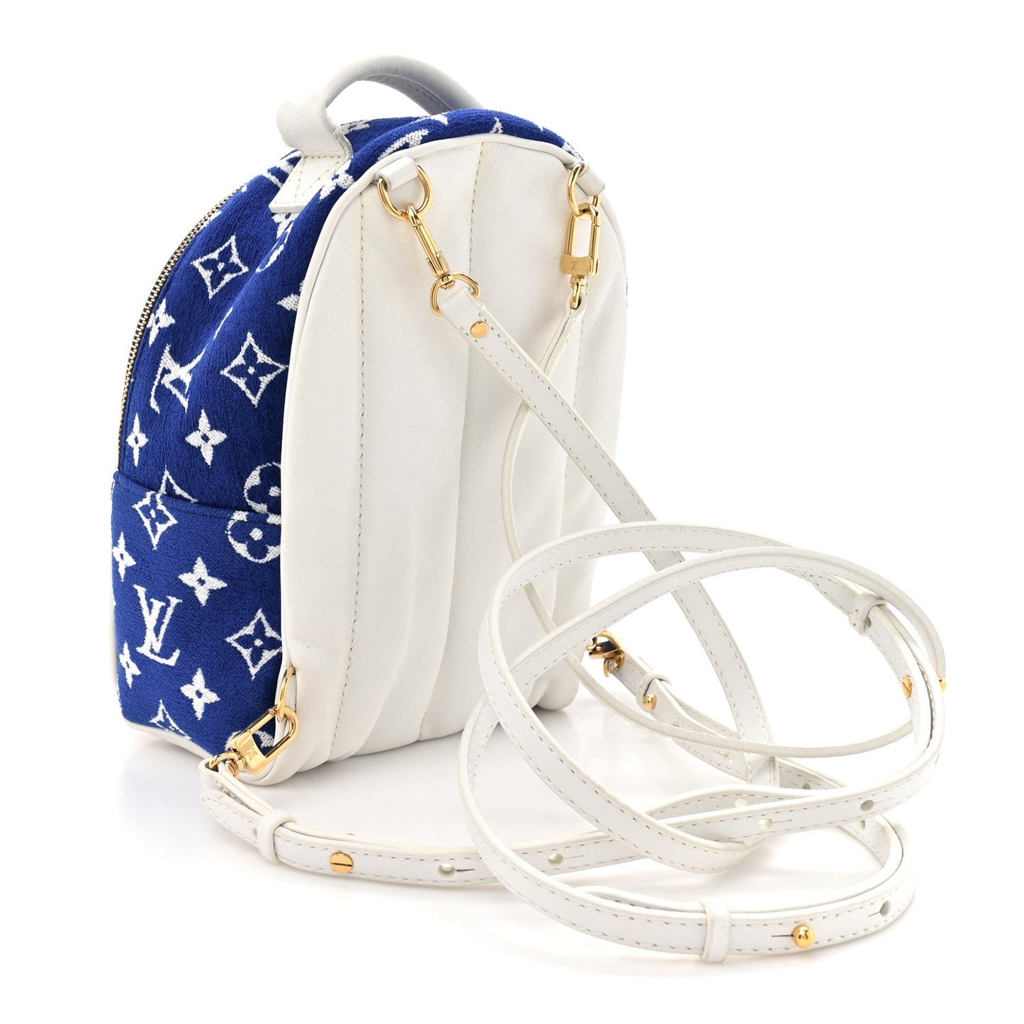 Jacquard Velvet Monogram Palm Springs Backpack Mini Blue