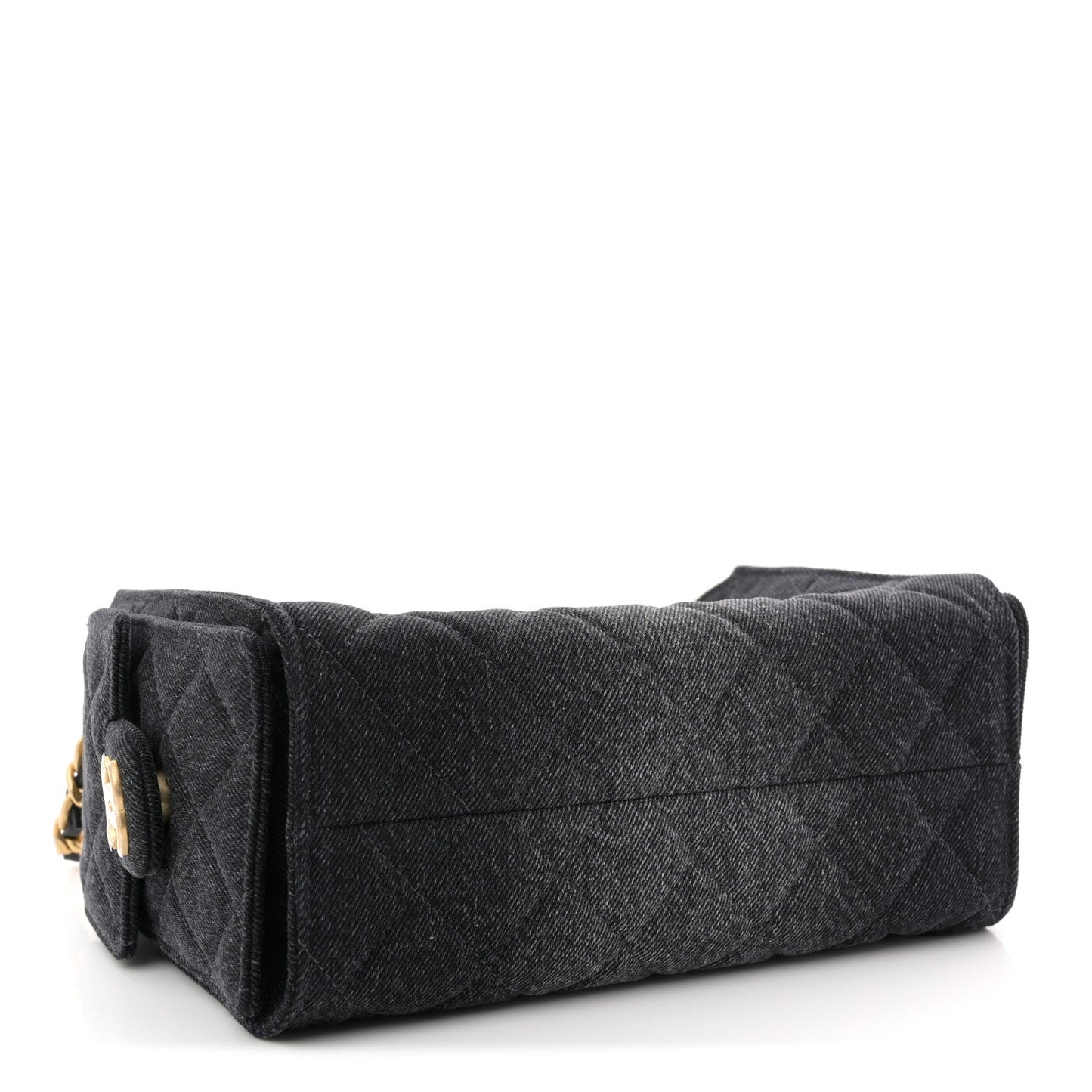 Washed Denim Quilted Mini Chanel 25 Handbag Black
