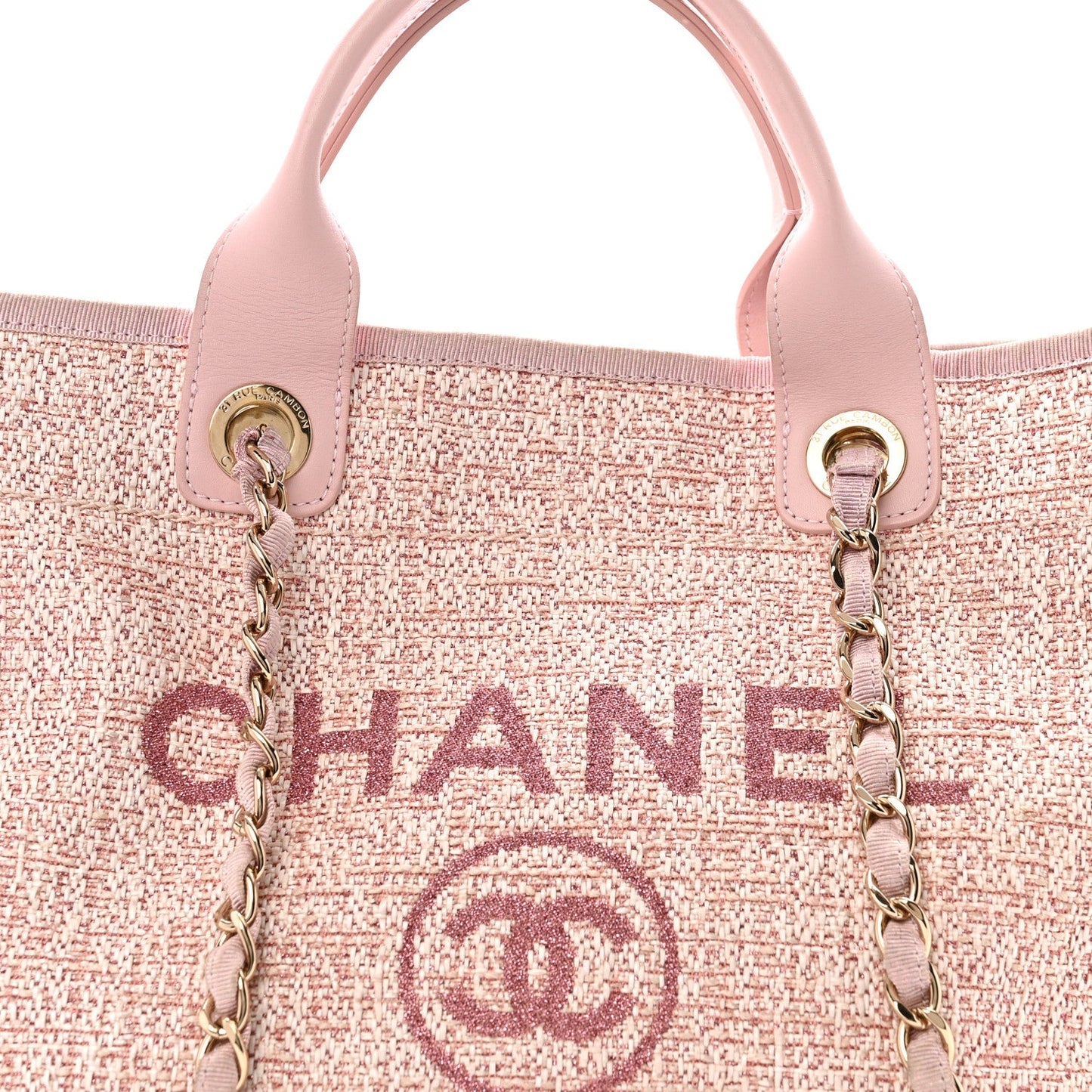 Lurex Boucle Deauville Medium Tote Pink