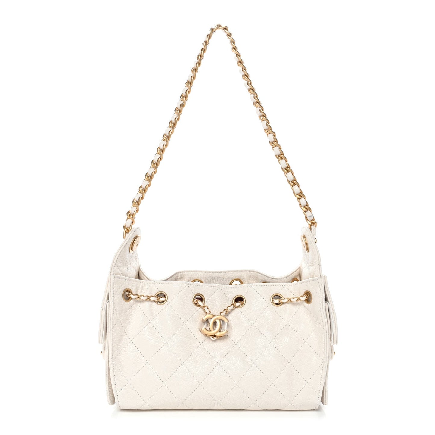 Caviar Quilted Mini Chanel 25 Handbag White