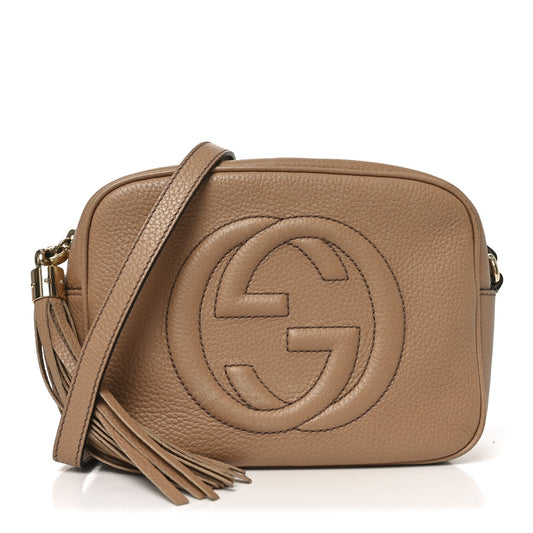Pebbled Calfskin Small Soho Disco Bag Rose Beige