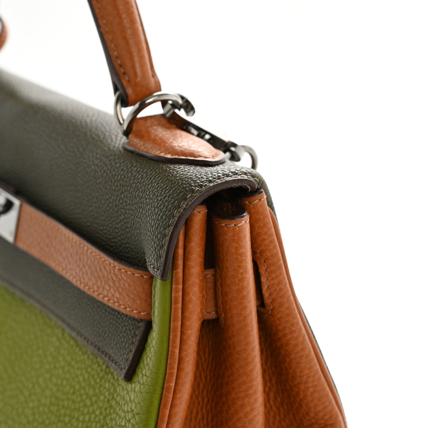 Fjord Togo Tri-Color Kelly Retourne 32 Vert Anis Gold Vert Olive