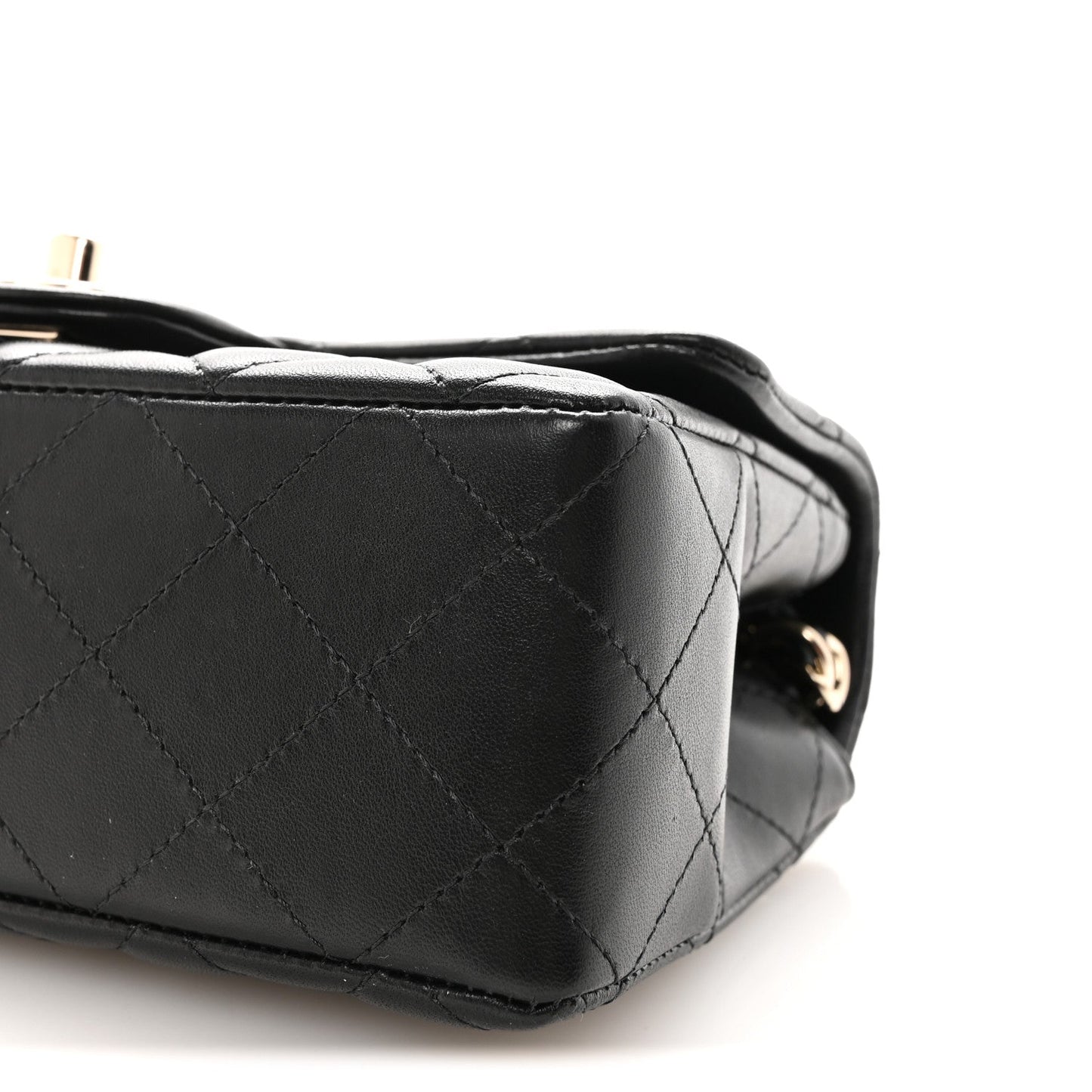 Lambskin Quilted Mini Rectangular Flap Black