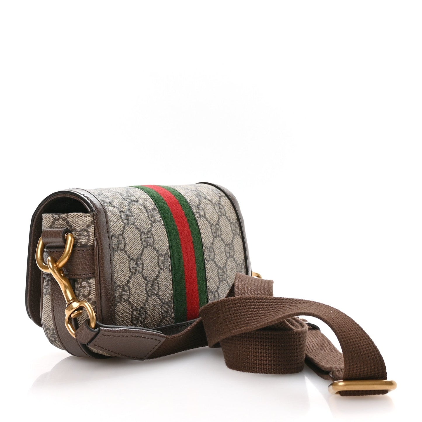 GG Supreme Monogram Web Mini Ophidia Flap Shoulder Bag Brown