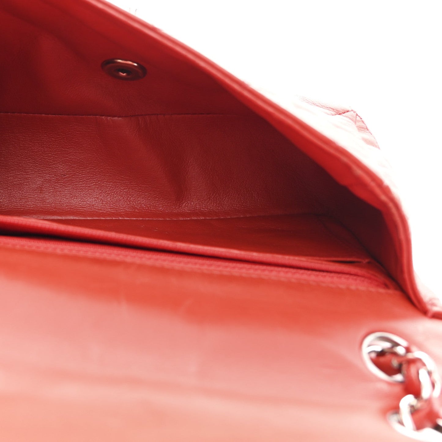 Lambskin Quilted Mini Rectangular Flap Red