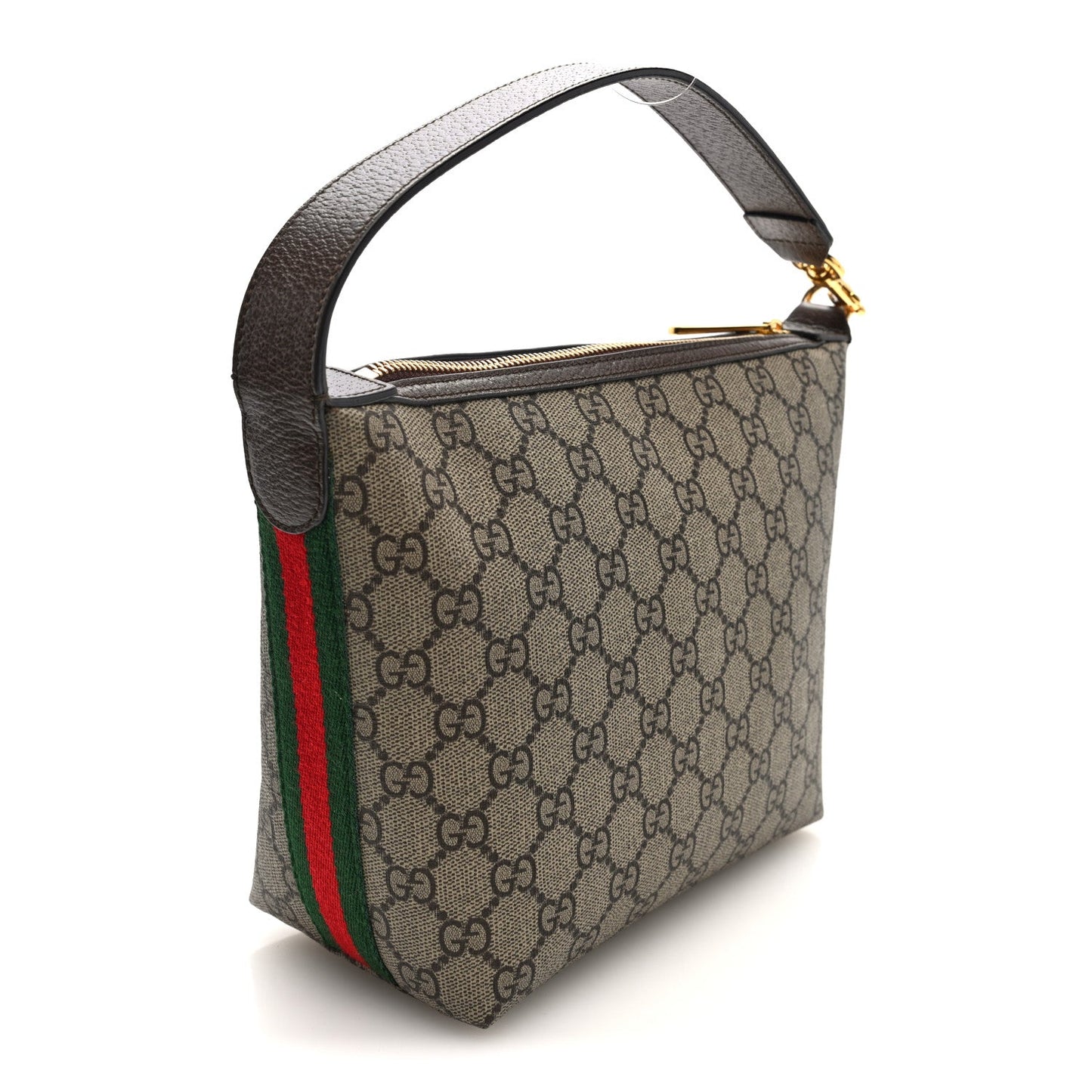 GG Supreme Monogram Textured Calfskin Web Super Mini Ophidia Shoulder Bag Beige Ebony New Acero