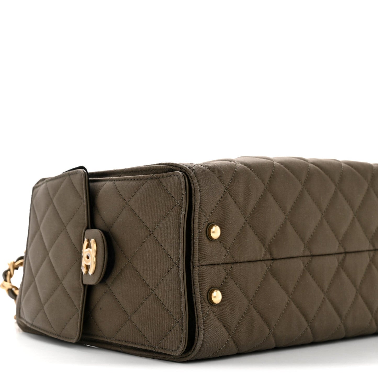 Canvas Quilted Small Chanel 25 Handbag Khaki