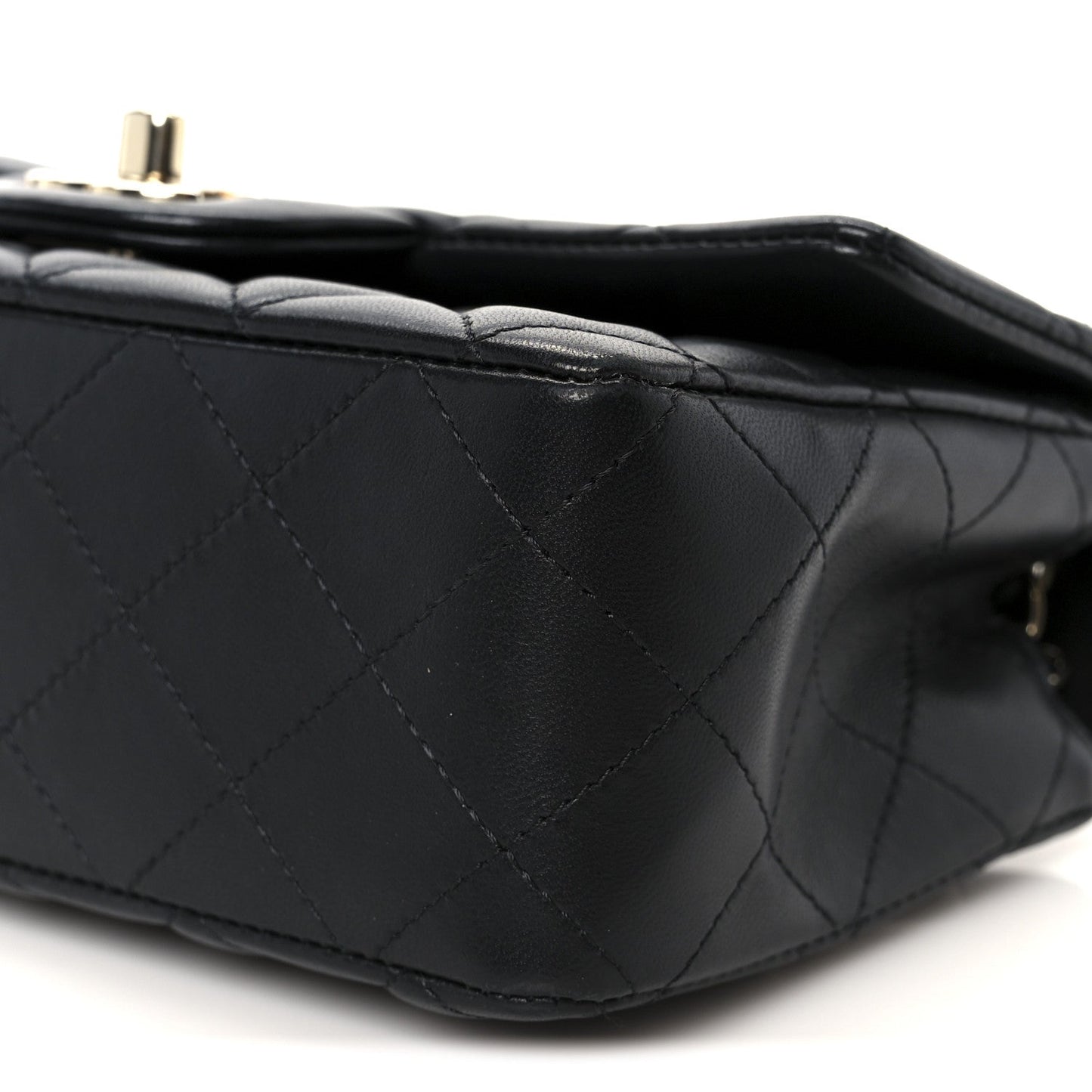 Lambskin Quilted Mini Rectangular Flap Black