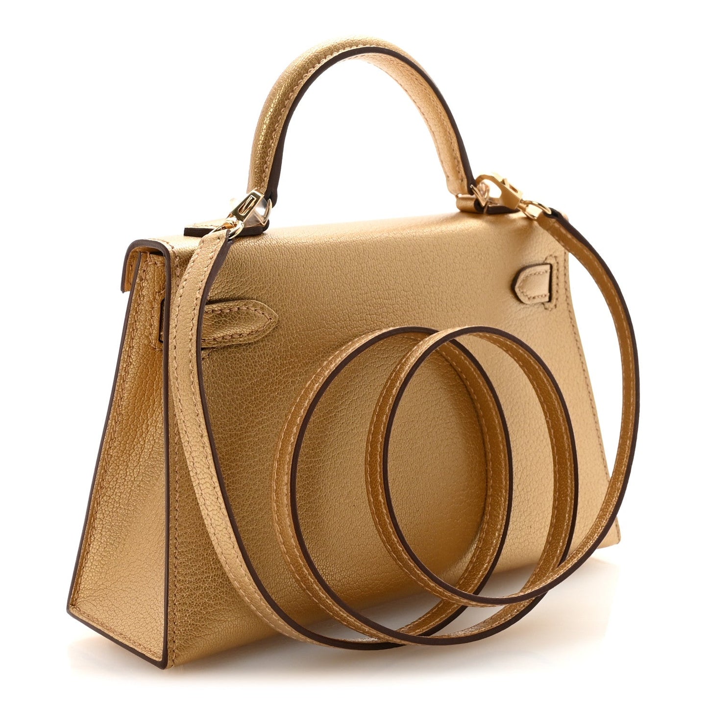 Metallic Chevre Chamkilight Mini Kelly Sellier 20 Dore