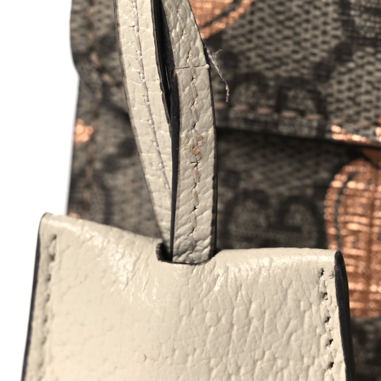 GG Supreme Monogram Berry Textured Dollar Calfskin Small Padlock Shoulder Bag Beige Ebony Light Copper Mystic White