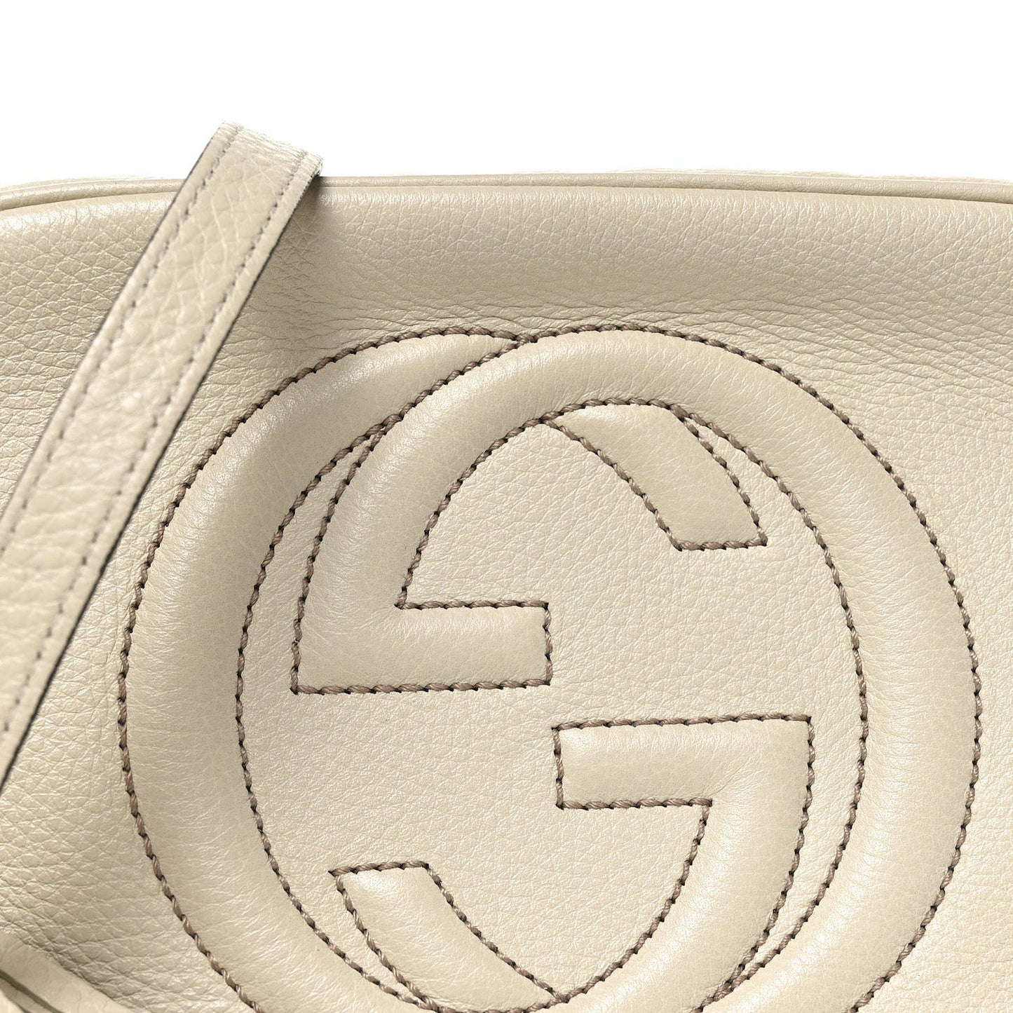 Pebbled Calfskin Small Soho Disco Bag Off White