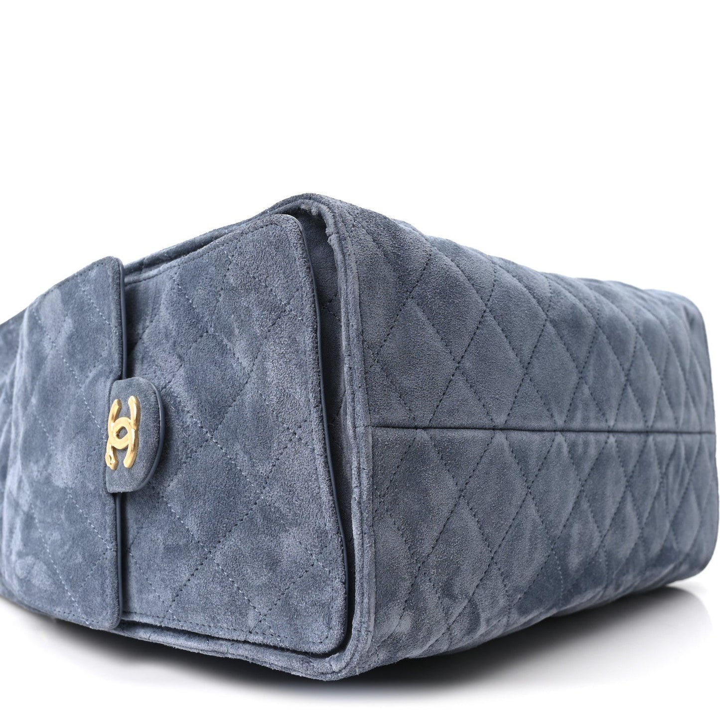 Suede Quilted Medium Chanel 25 Handbag Blue