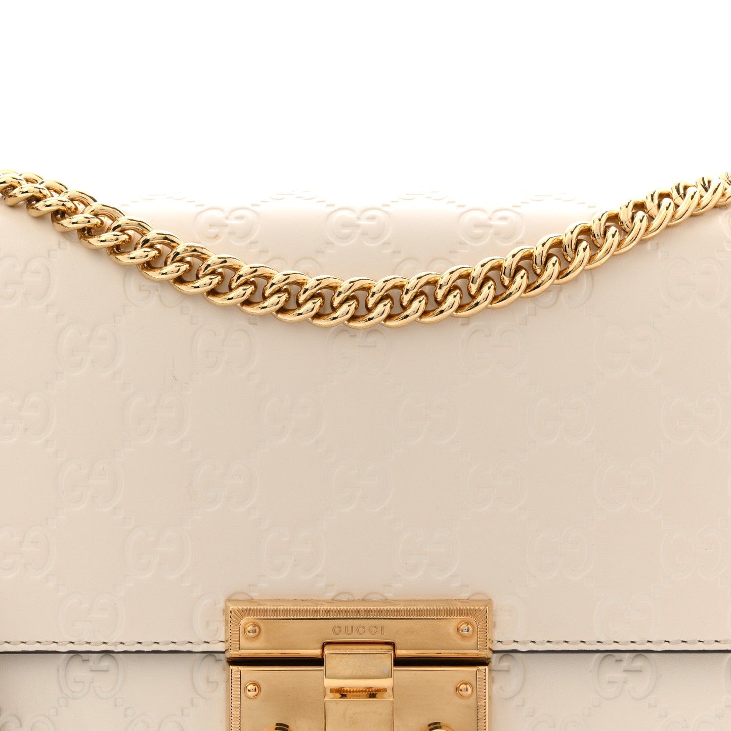 Guccissima Medium Padlock Shoulder Bag Mystic White