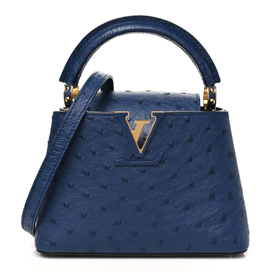 Ostrich Capucines Mini Indigo