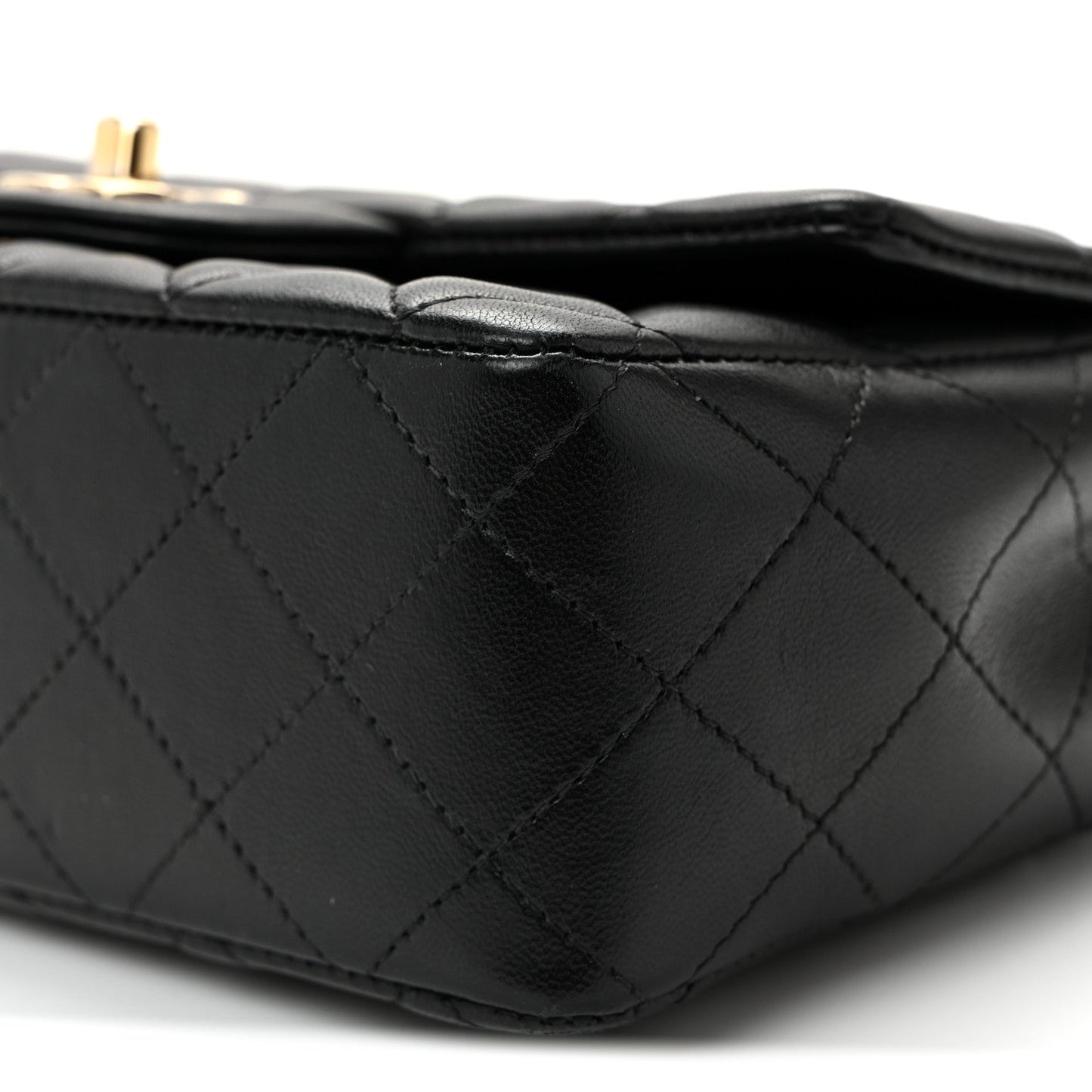 Lambskin Quilted Mini Rectangular Flap Black