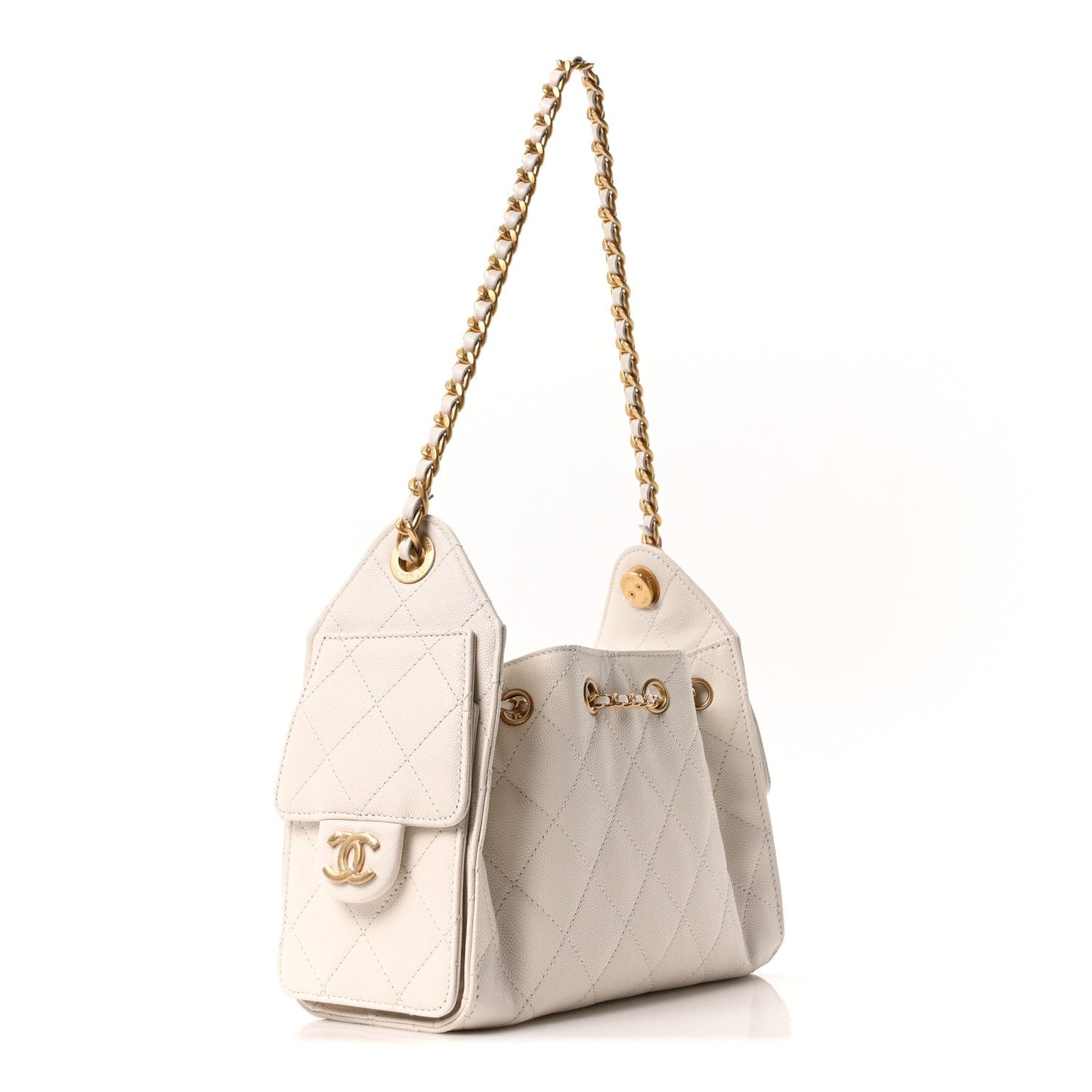 Caviar Quilted Mini Chanel 25 Handbag White