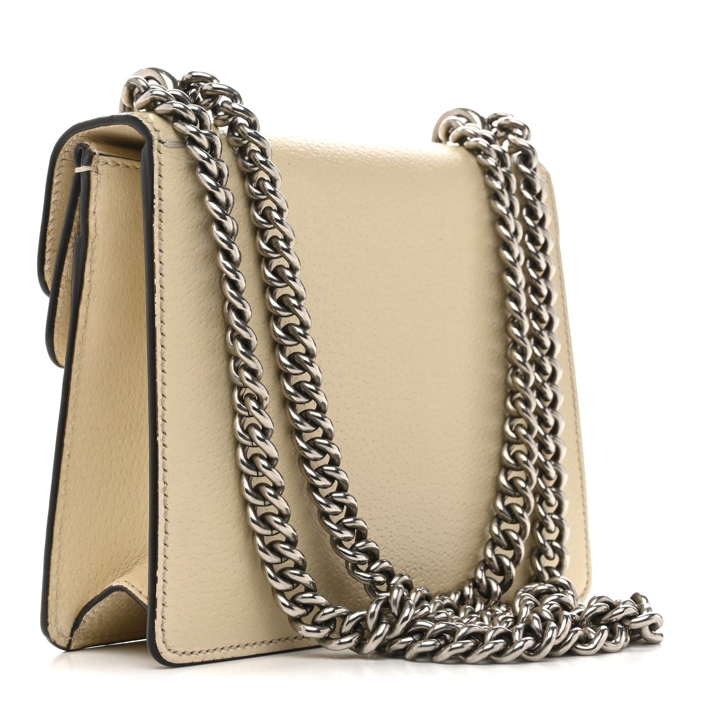 Textured Calfskin Crystal Mini Dionysus Shoulder Bag Mystic White