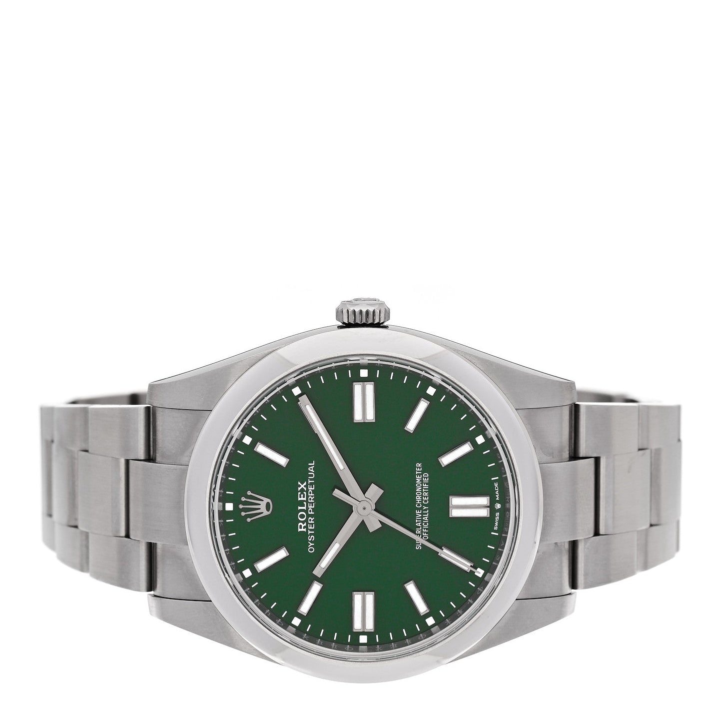 Stainless Steel 41mm Oyster Perpetual Watch Green 124300