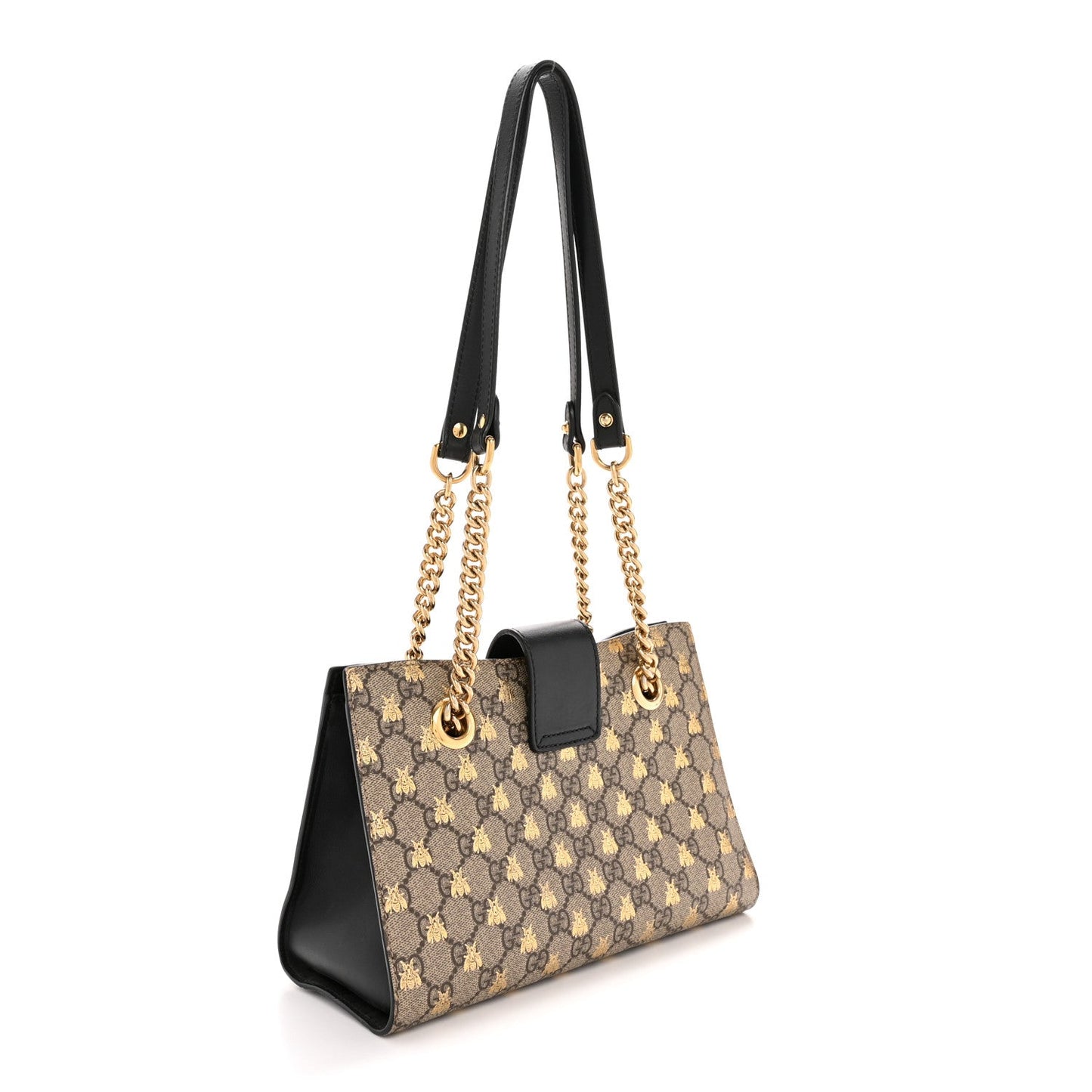 GG Supreme Monogram Bees Small Padlock Tote Beige Oro Black