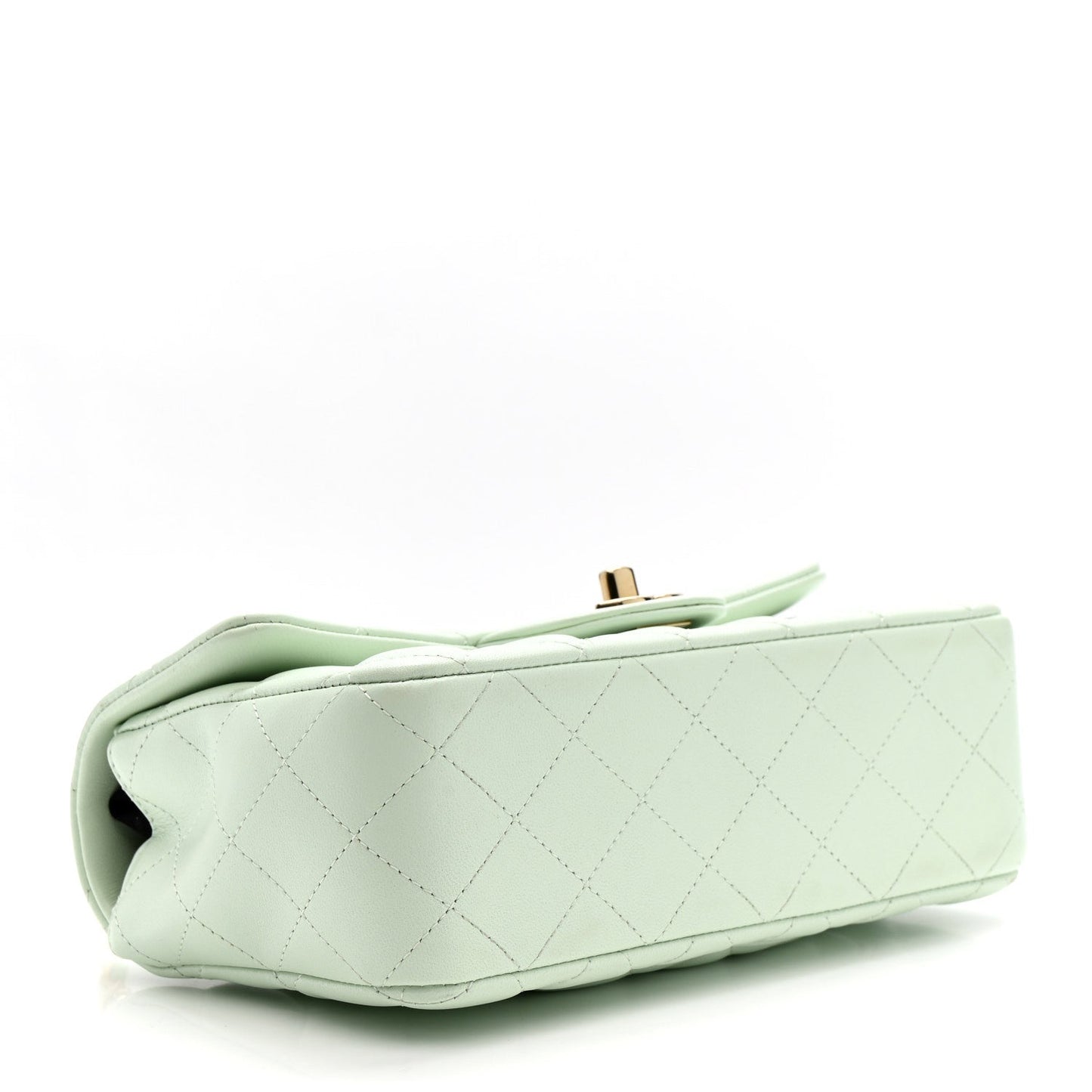 Lambskin Quilted Mini Rectangular Flap Light Green