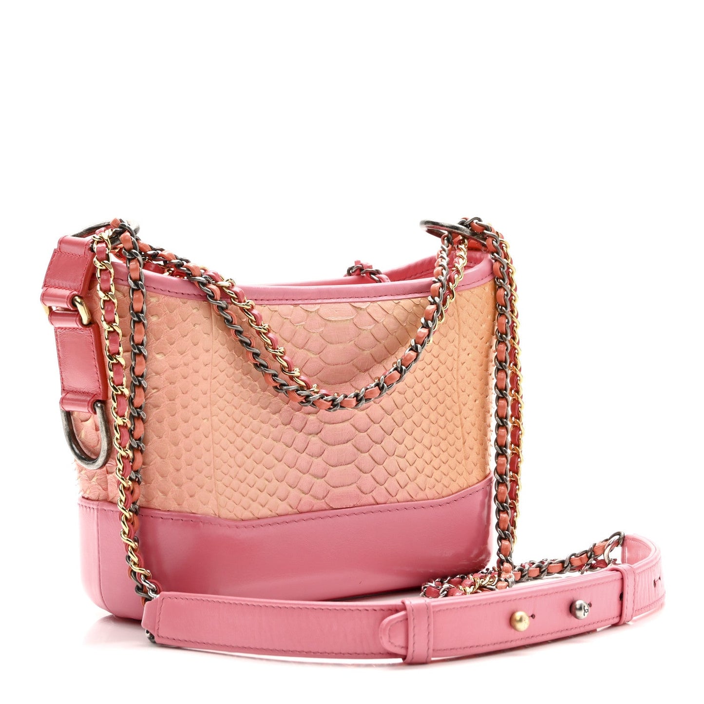 Snakeskin Small Gabrielle Hobo Pink
