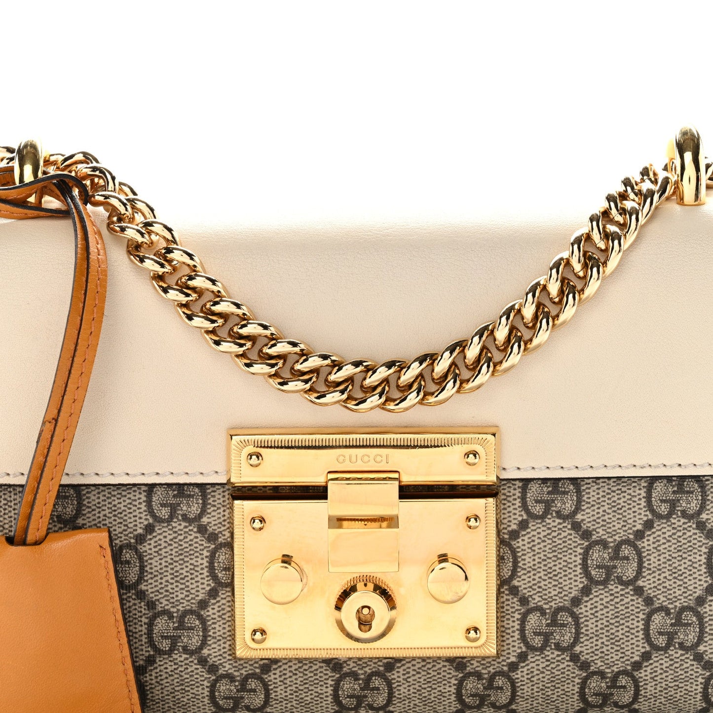 GG Supreme Monogram Calfskin Small Padlock Shoulder Bag Beige Mystic White Sun Oil