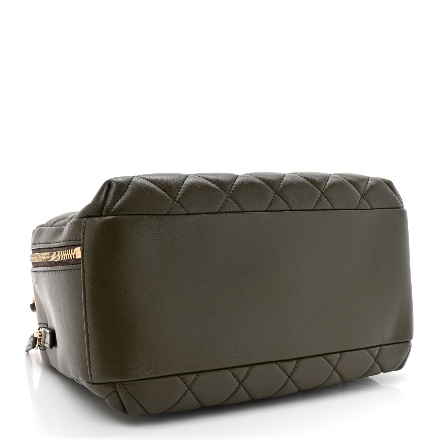 Lambskin Quilted Medium Trendy CC Bowling Bag Dark Khaki