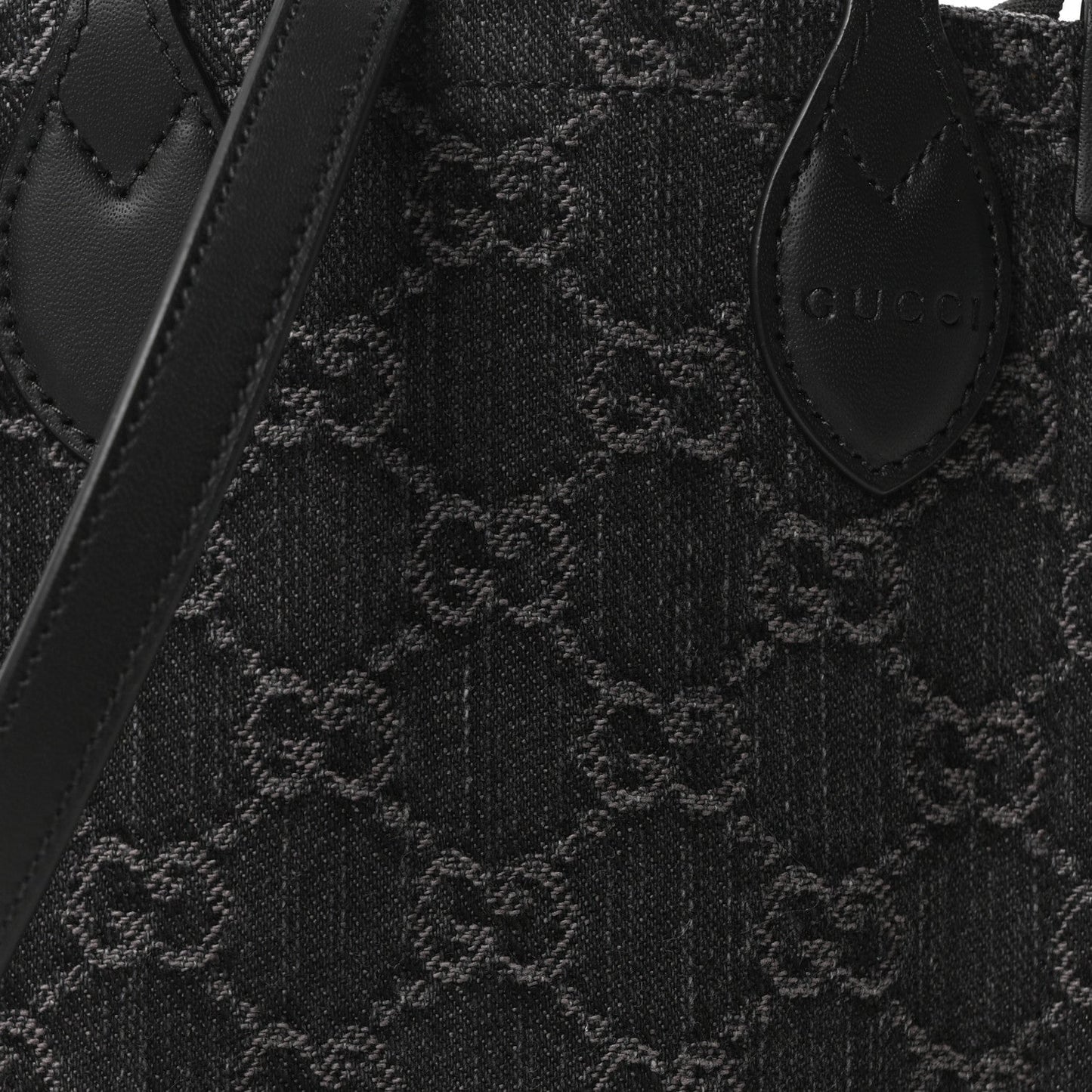 Denim GG Monogram Calfskin Mini Ophidia Tote Bag Black