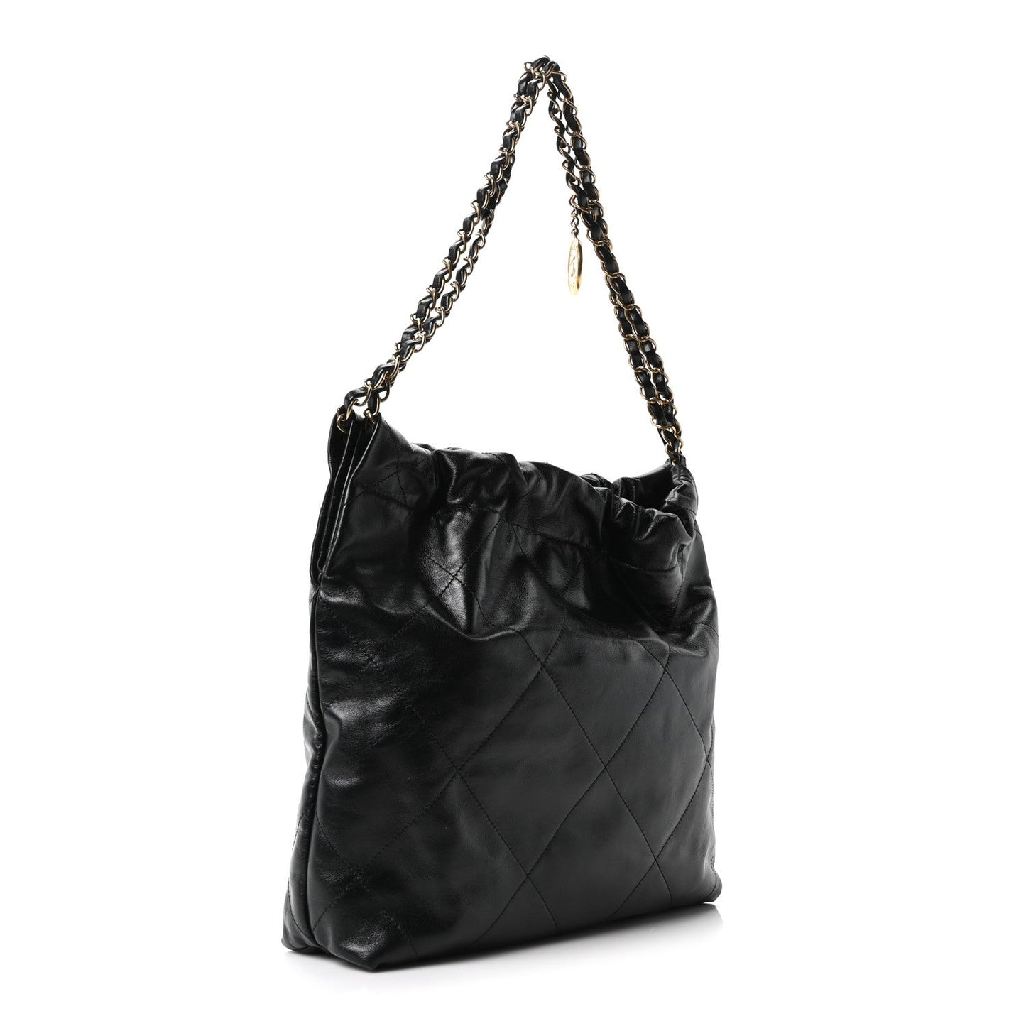 Shiny Calfskin Quilted Small Chanel 22 Black