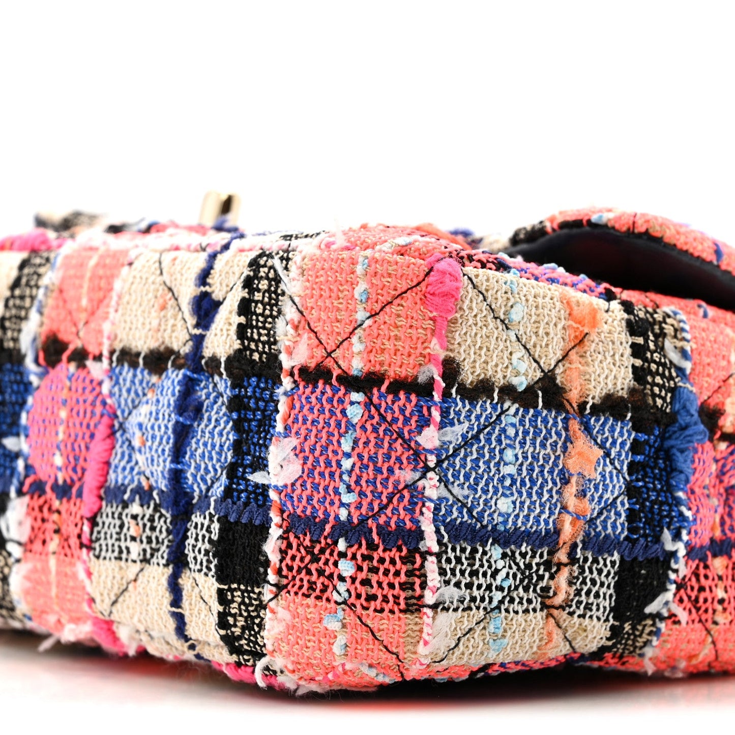 Tweed Quilted Mini Rectangular Flap Blue Orange Pink