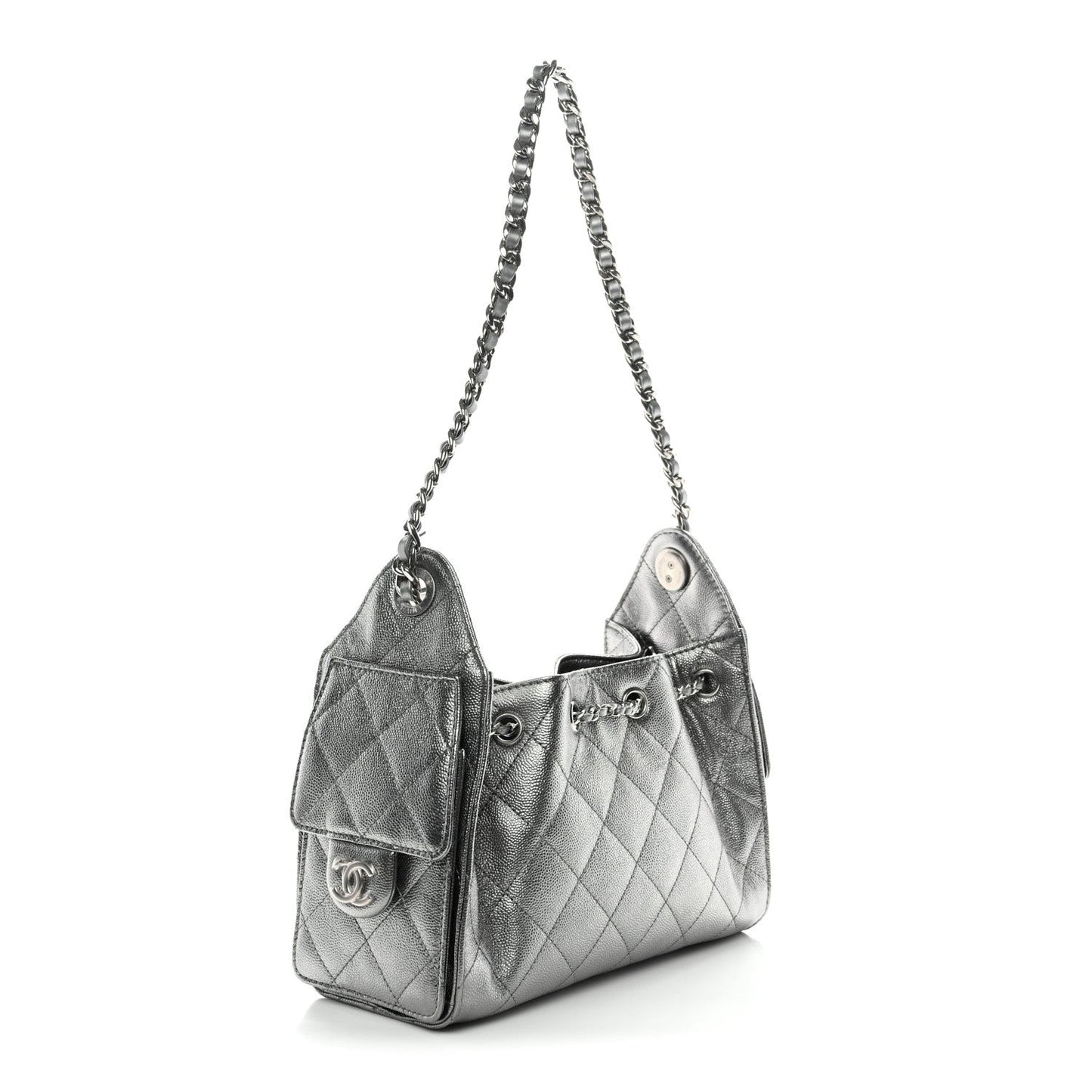 Metallic Caviar Quilted Mini Chanel 25 Handbag Anthracite
