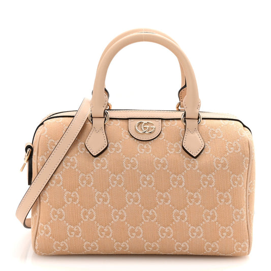 Summer Denim Calfskin GG Monogram Small Ophidia Top Handle Bag Souffle Rose