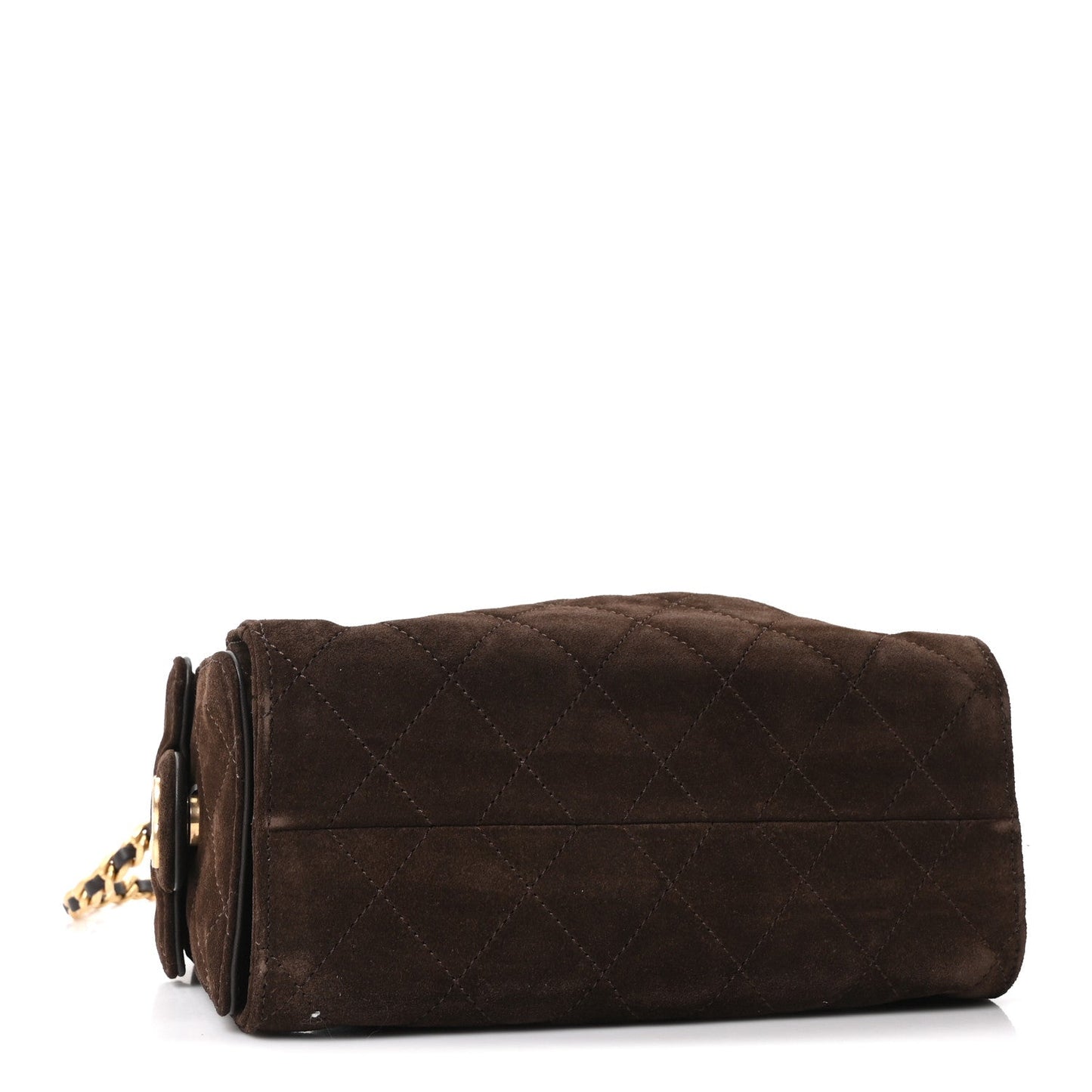 Suede Quilted Mini Chanel 25 Handbag Dark Brown