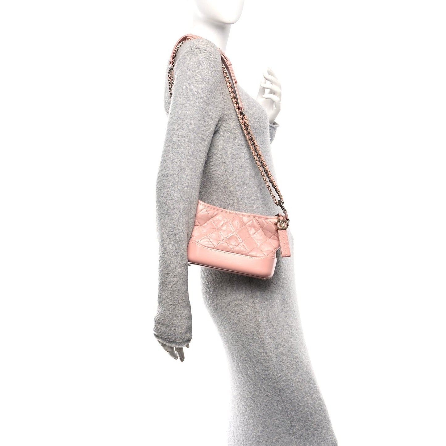 Aged Calfskin Quilted Small Gabrielle Hobo Pink