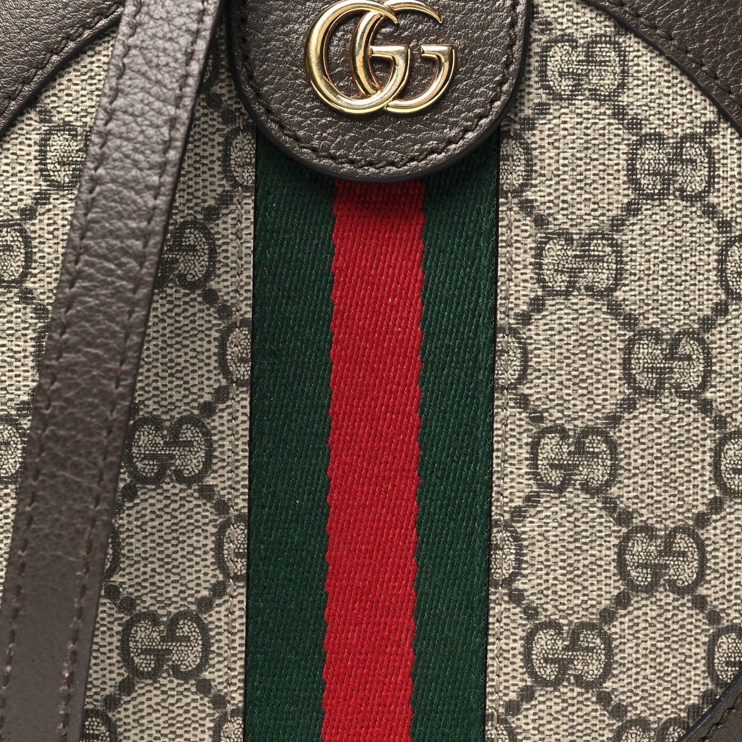 GG Supreme Monogram Web Mini Ophidia Round Shoulder Bag Brown