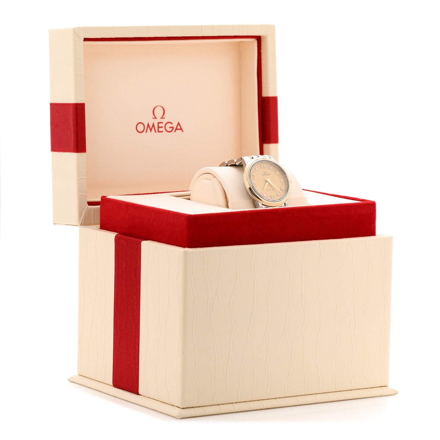 Stainless Steel 18K Red Gold 27mm De Ville Prestige Quartz Watch Champagne 424.20.27.60.52.003