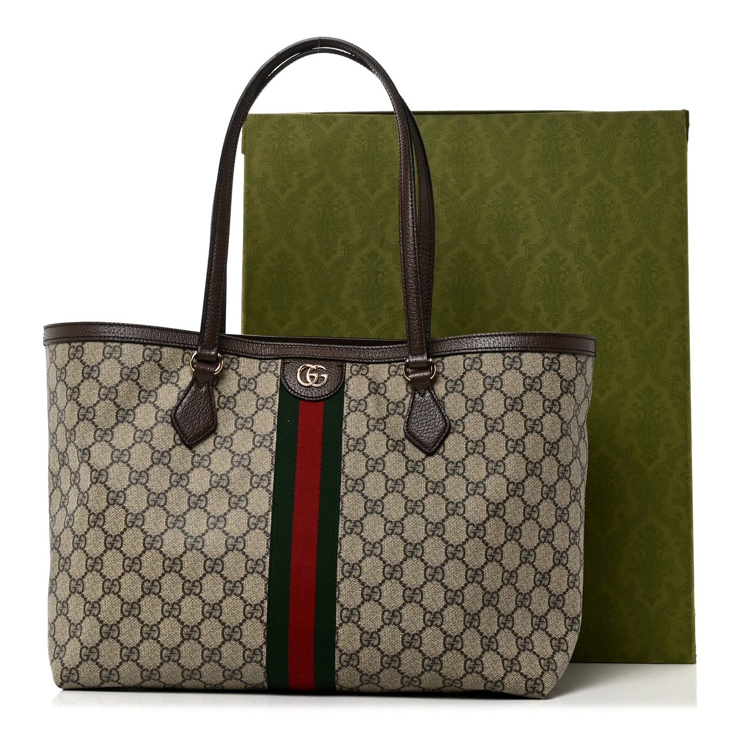 GG Supreme Monogram Medium Ophidia Shopping Tote Brown