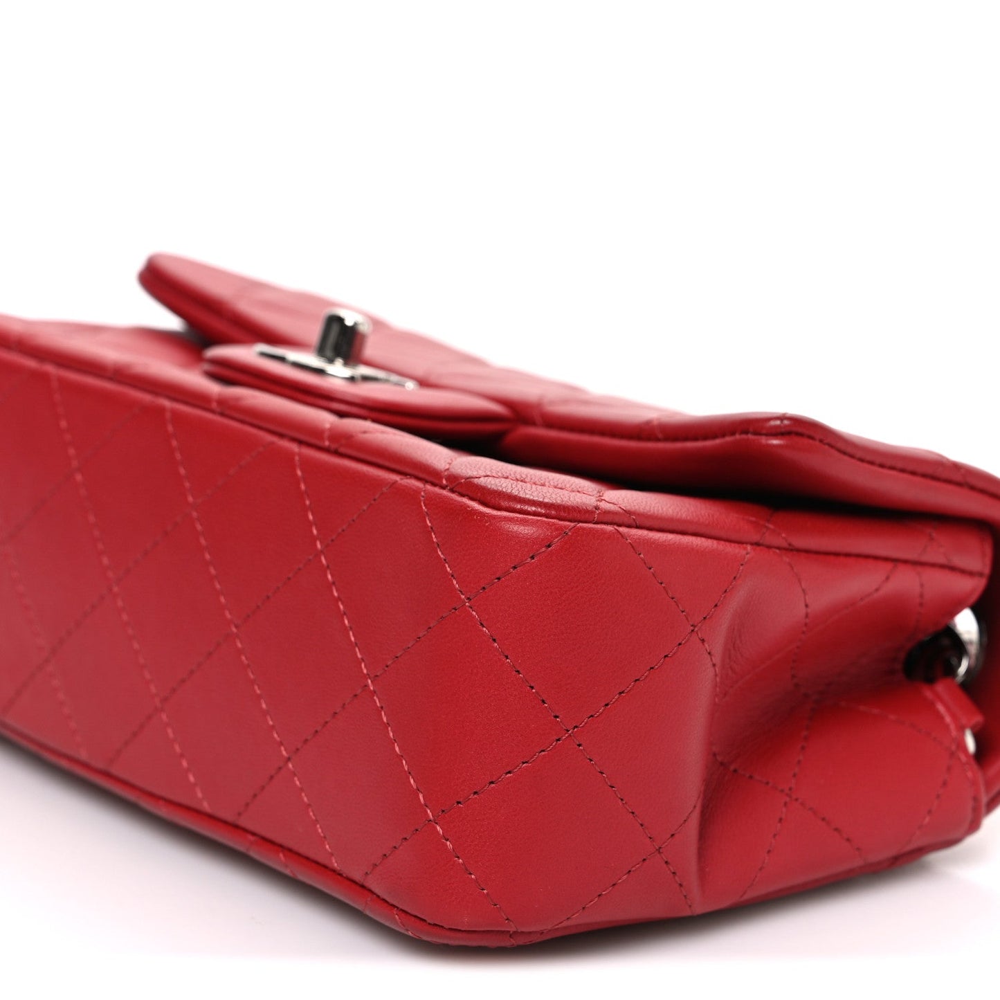 Lambskin Quilted Mini Rectangular Flap Red