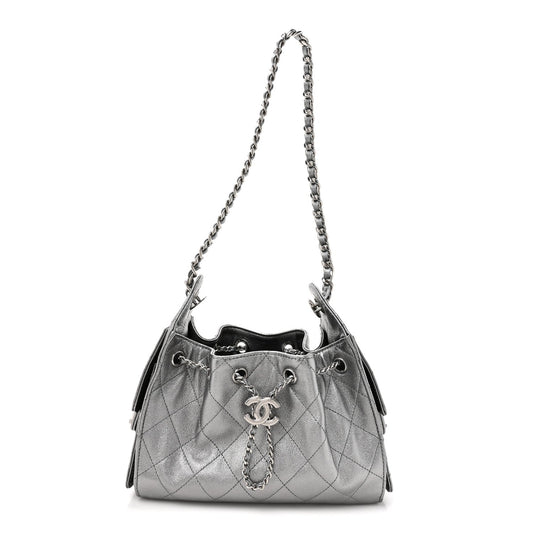 Metallic Caviar Quilted Mini Chanel 25 Handbag Anthracite