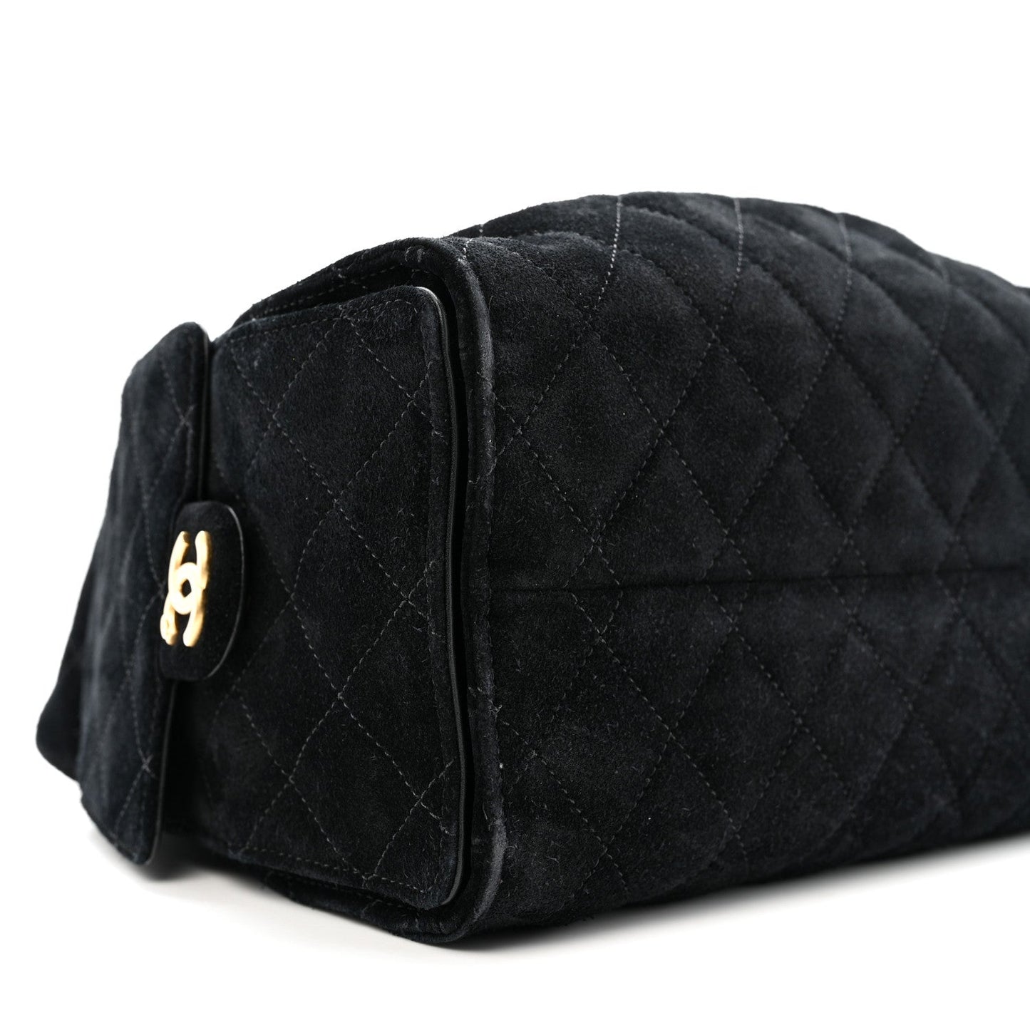 Suede Quilted Small Chanel 25 Handbag Black