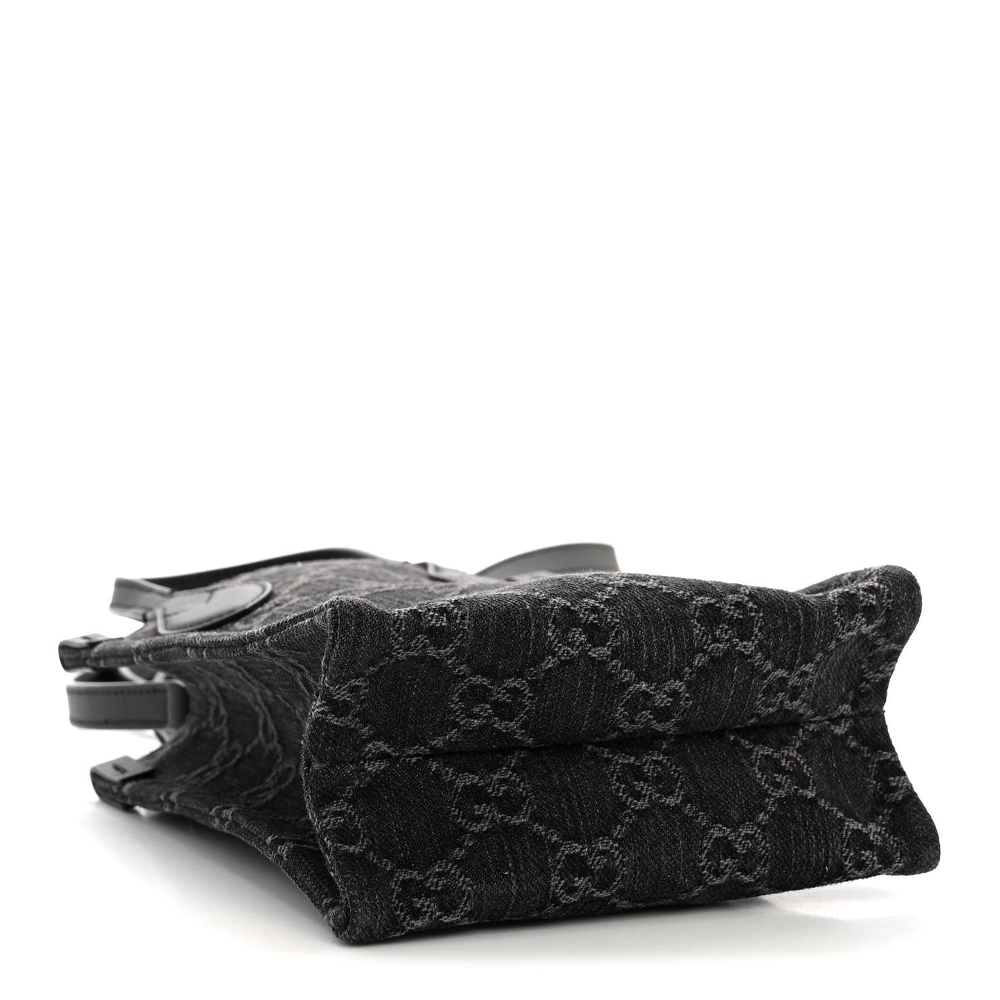 Denim Cuoio Harness GG Monogram Mini Ophidia Tote Bag Black Medium Grey