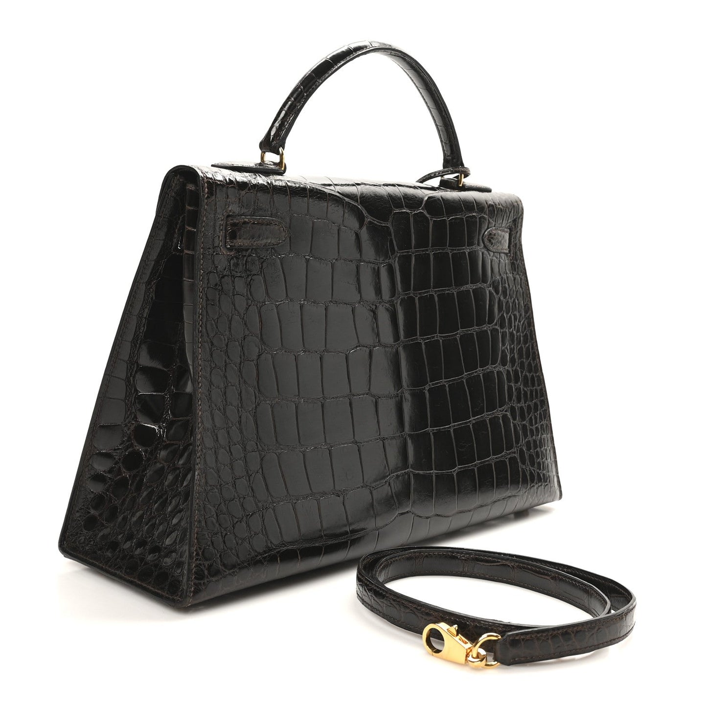 Shiny Alligator Kelly Sellier 32 Havane