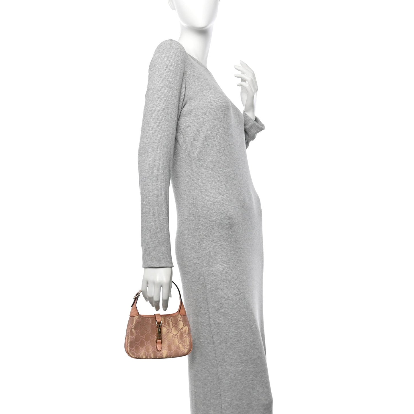 Metallic Monogram Lizard Jackie O Hobo Pink