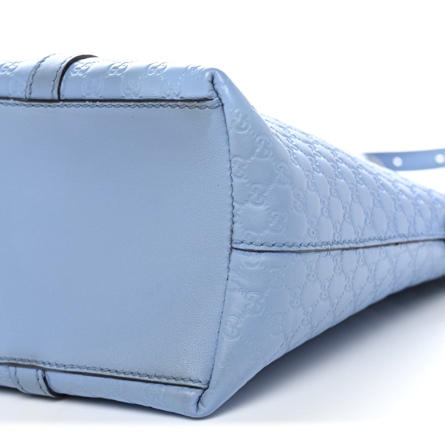 Soft Microguccissima Small Zippered Satchel Light Blue